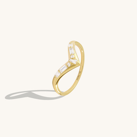 Pave Wishbone Ring in Gold