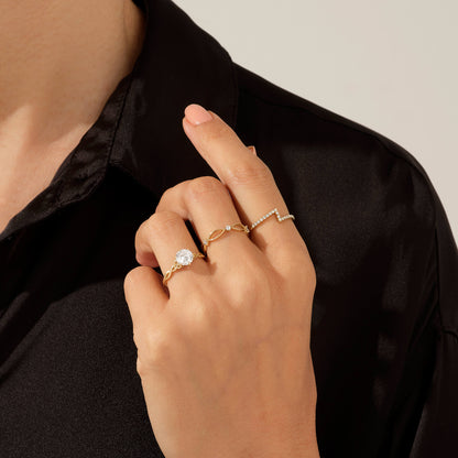 Paved Lightning Ring in Gold