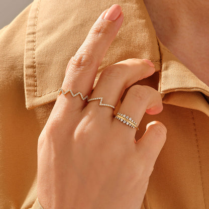 Paved Lightning Ring in Gold
