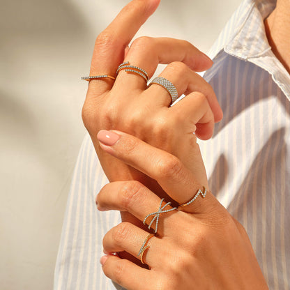 Paved Lightning Ring in Gold