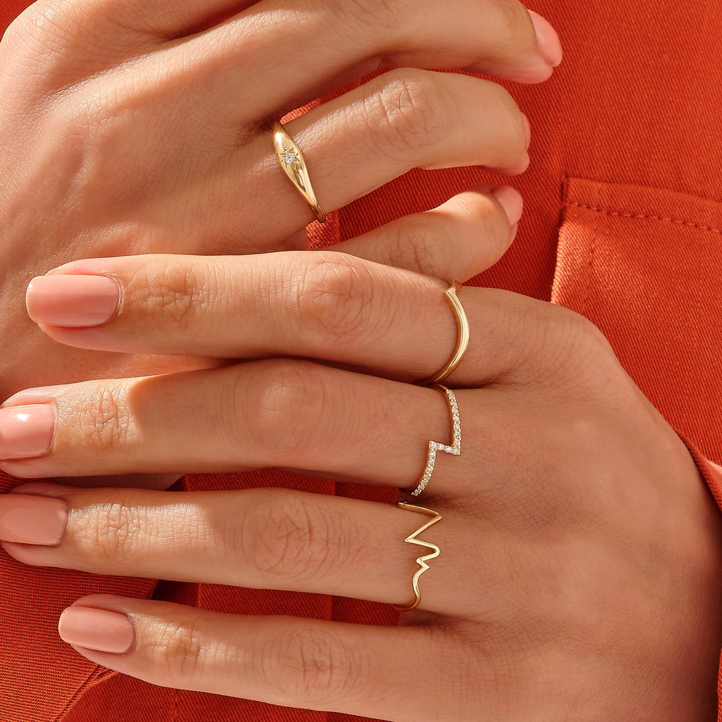 Paved Lightning Ring in Gold