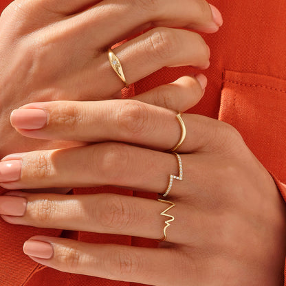 Paved Lightning Ring in Gold