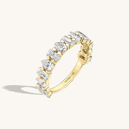 Pear Baguette Half Eternity Ring in Gold