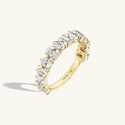 Pear Baguette Half Eternity Ring in Gold