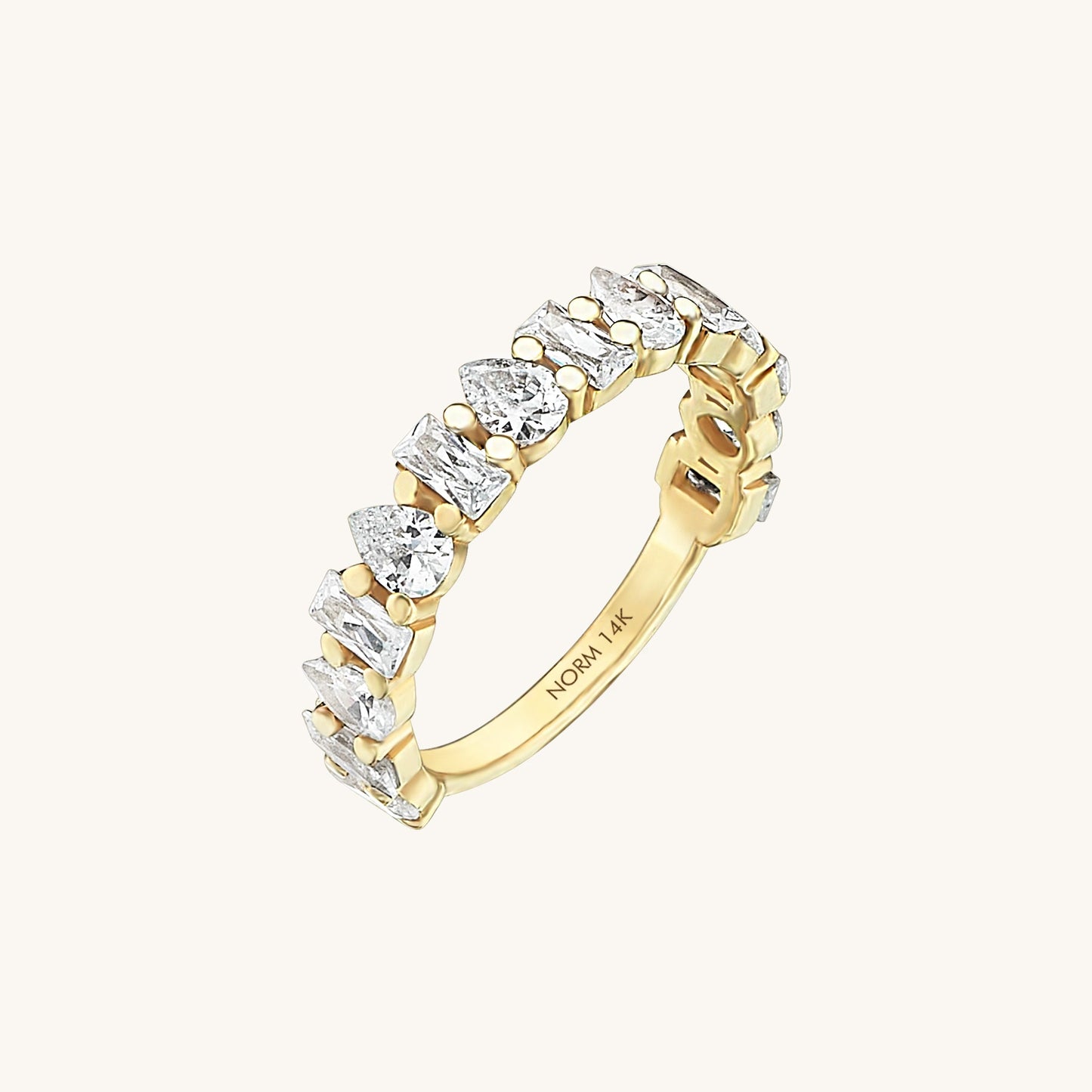 Pear Baguette Half Eternity Ring in Gold