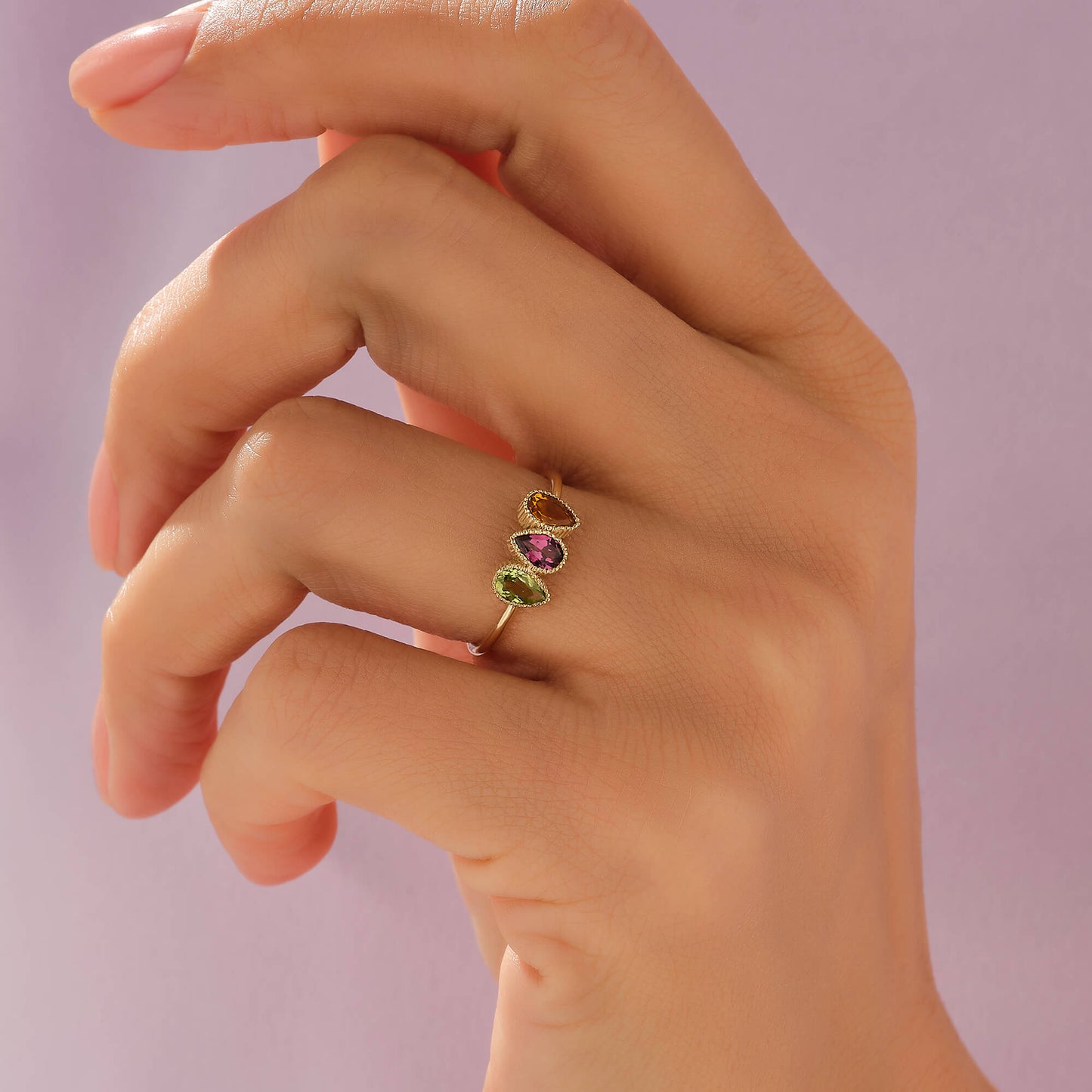 Pear Birthstone Ring in Gold