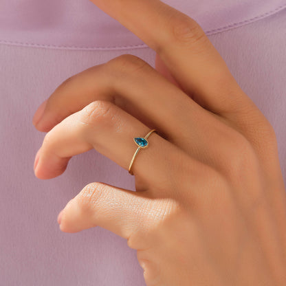 Pear Birthstone Ring in Gold