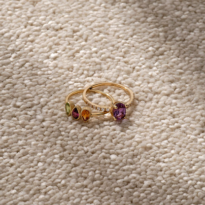 Pear Birthstone Ring in Gold