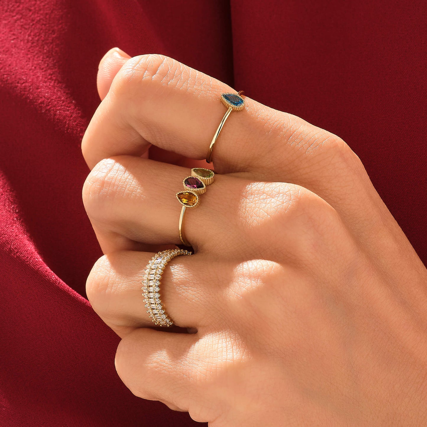 Pear Birthstone Ring in Gold