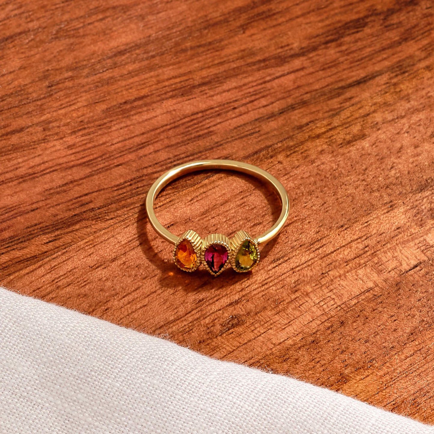 Pear Birthstone Ring in Gold