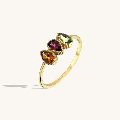 Pear Birthstone Ring in Gold