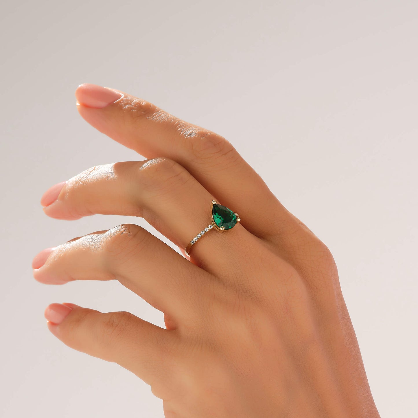 Pear Cut Emerald Ring in Gold
