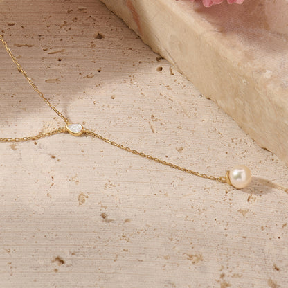 Pearl Drop Necklace in Gold