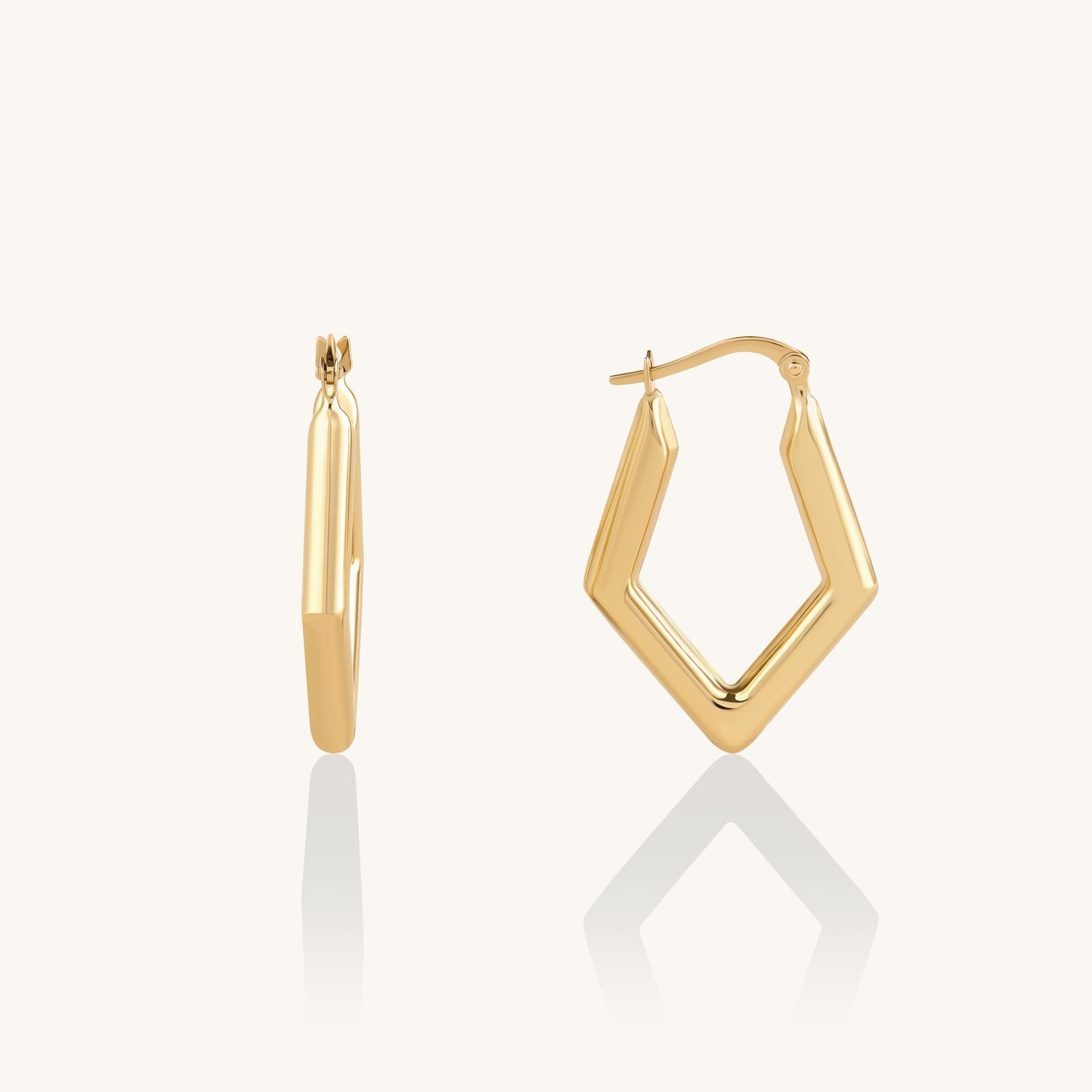 Pentagonal Hoop Earrings in Gold