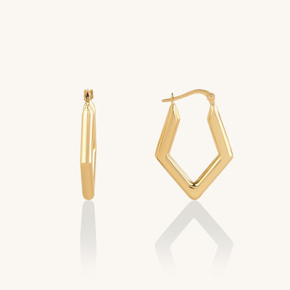 Pentagonal Hoop Earrings in Gold