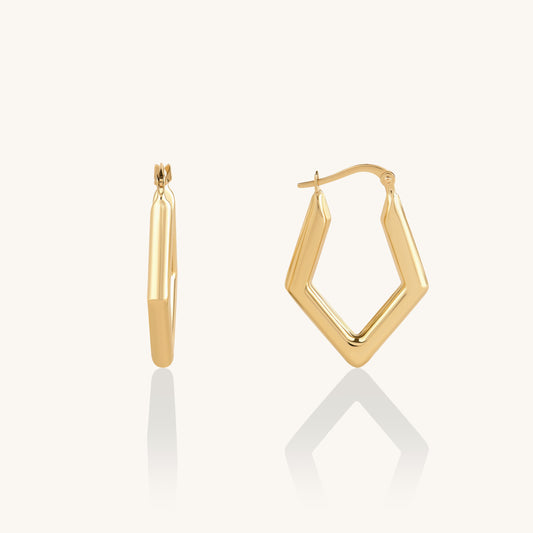 Pentagonal Hoop Earrings in Gold