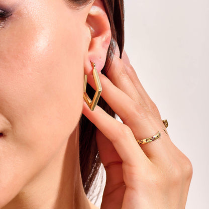 Pentagonal Hoop Earrings in Gold