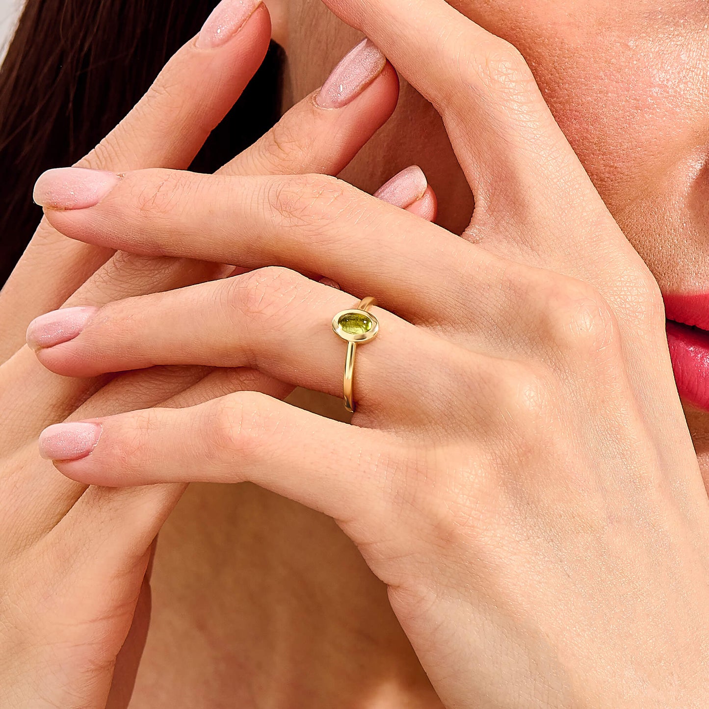 Peridot Bezel Solitaire Ring in Gold