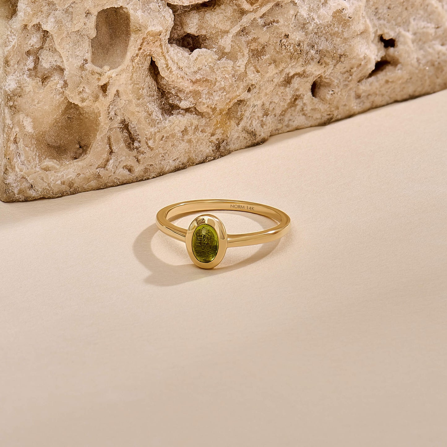 Peridot Bezel Solitaire Ring in Gold