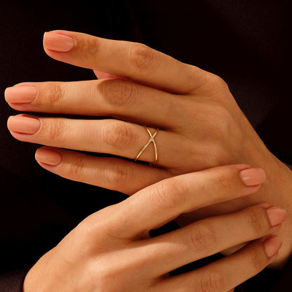 Plain X Ring in Gold