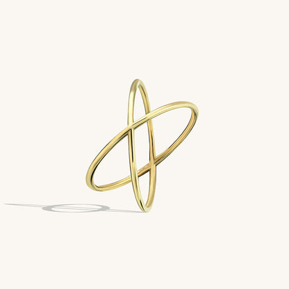 Plain X Ring in Gold