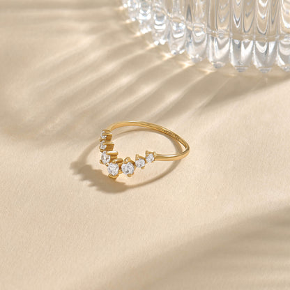 Premium Diamond Curved Ring in Gold