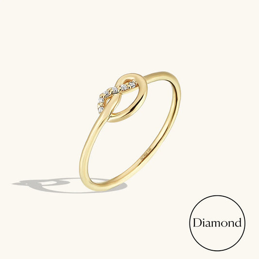 Premium Diamond Knot Ring in Gold