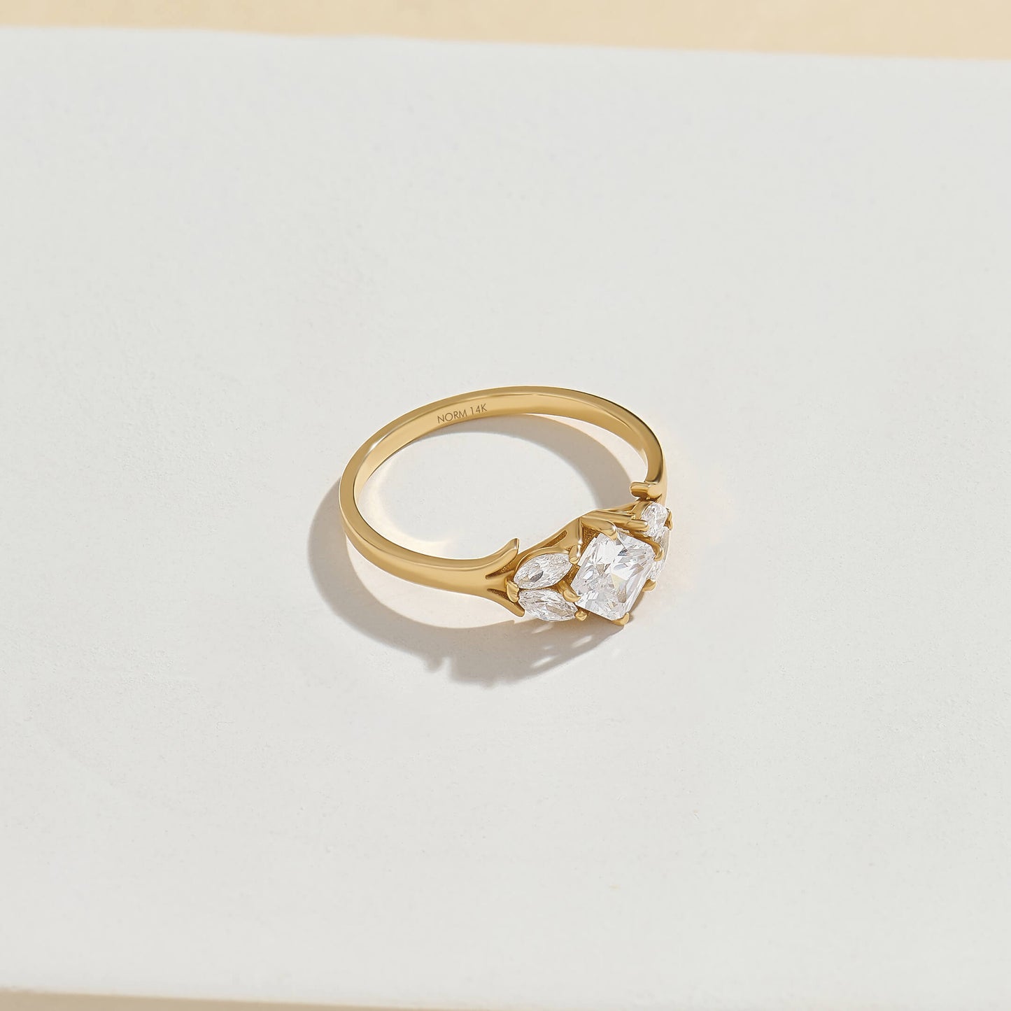 Princess Flower Engagement Ring in Gold