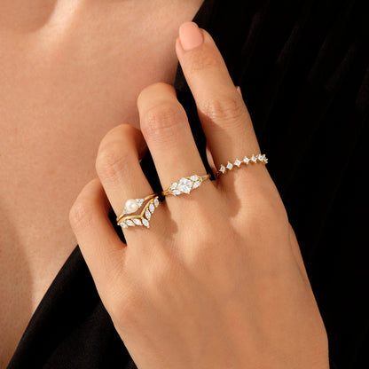 Princess Flower Engagement Ring in Gold