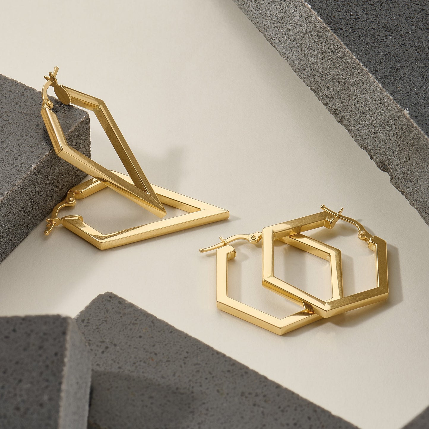 Pyramid Earrings in Gold