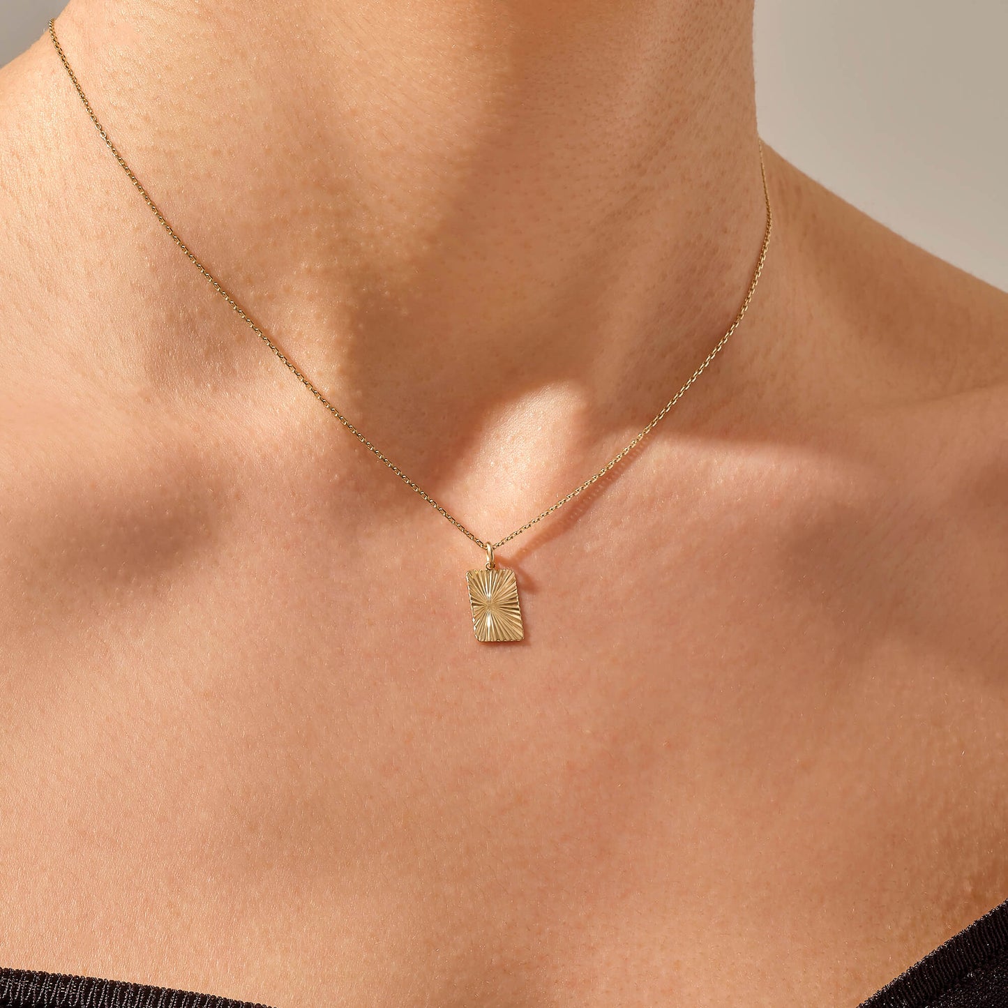 Rectangle Sun Necklace in Gold