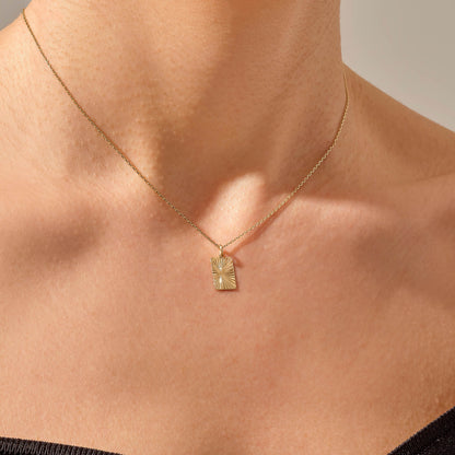 Rectangle Sun Necklace in Gold
