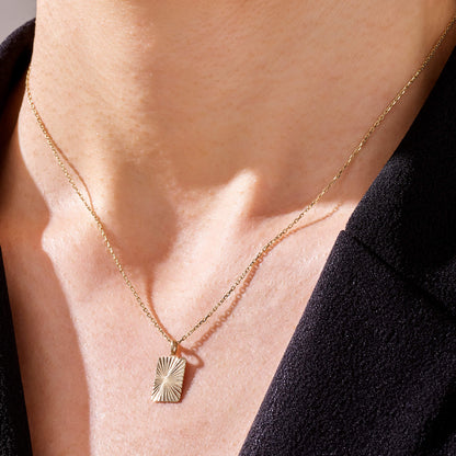 Rectangle Sun Necklace in Gold
