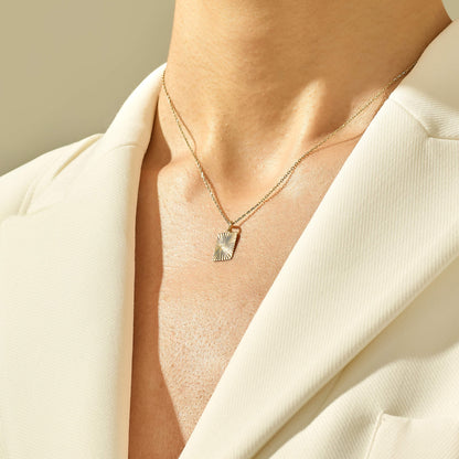 Rectangle Sun Necklace in Gold