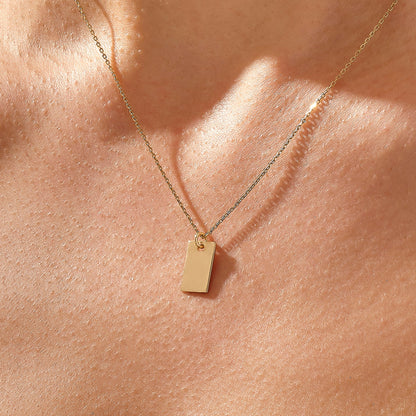 Rectangle Tag Necklace in Gold