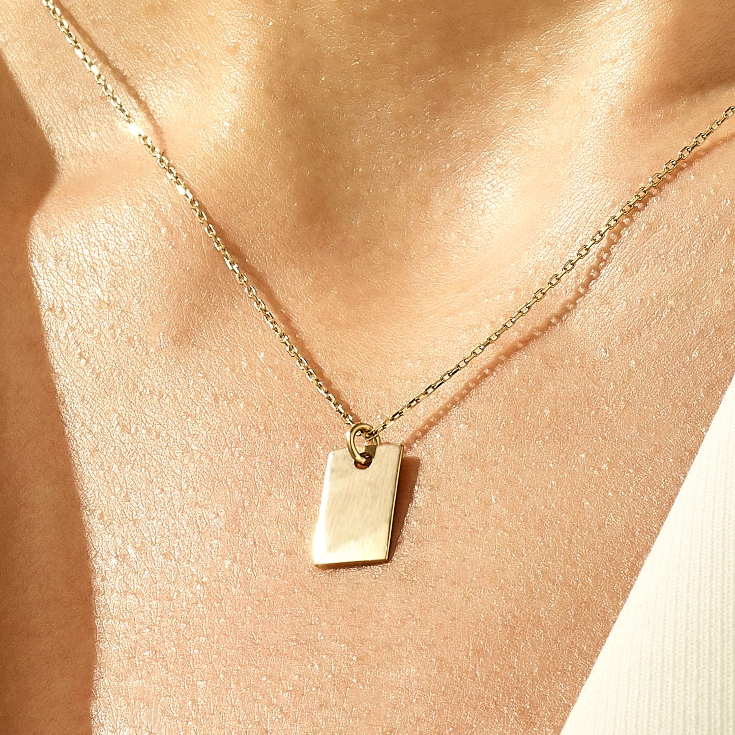 Rectangle Tag Necklace in Gold