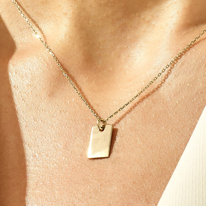 Rectangle Tag Necklace in Gold
