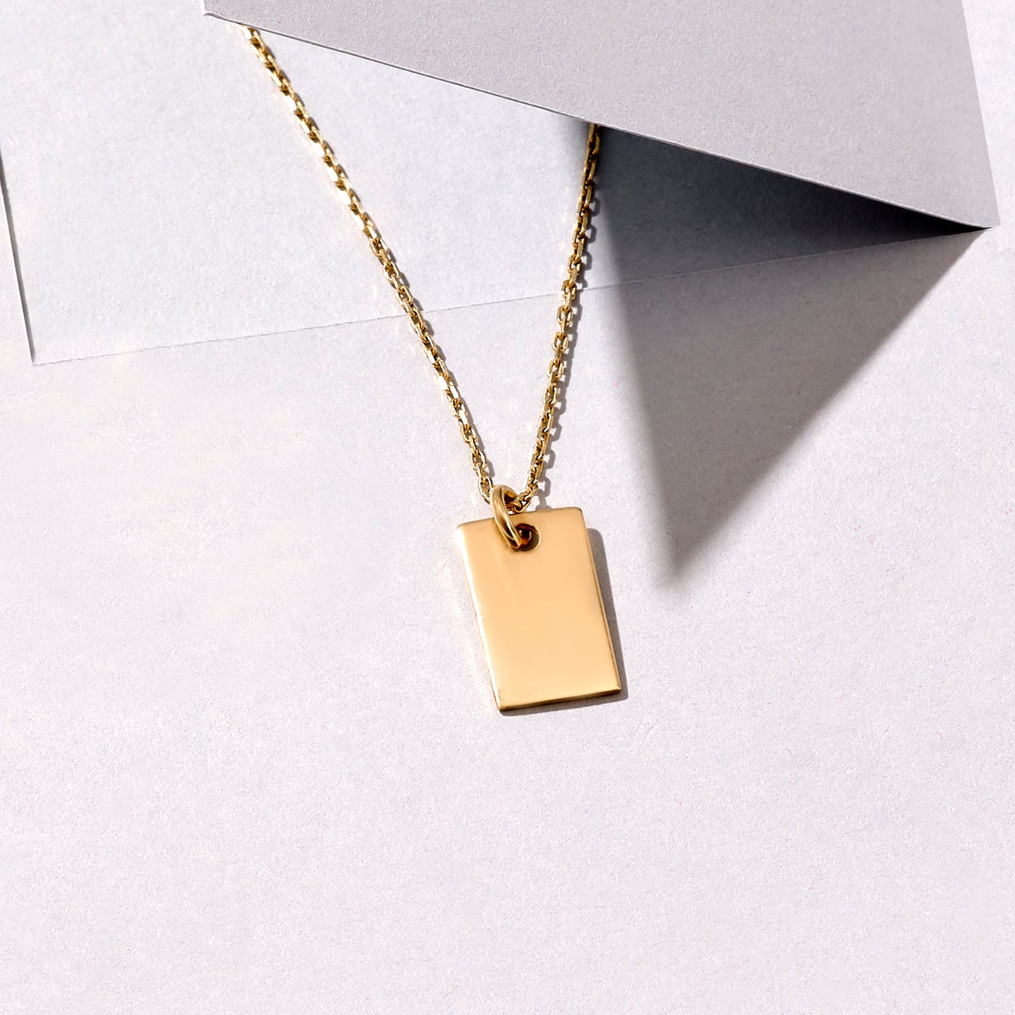 Rectangle Tag Necklace in Gold
