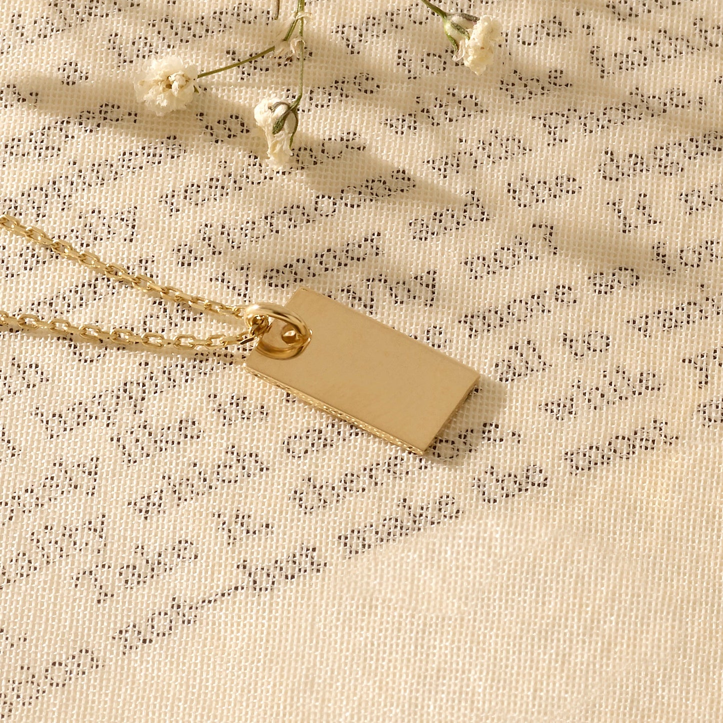 Rectangle Tag Necklace in Gold