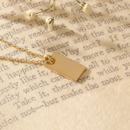 Rectangle Tag Necklace in Gold