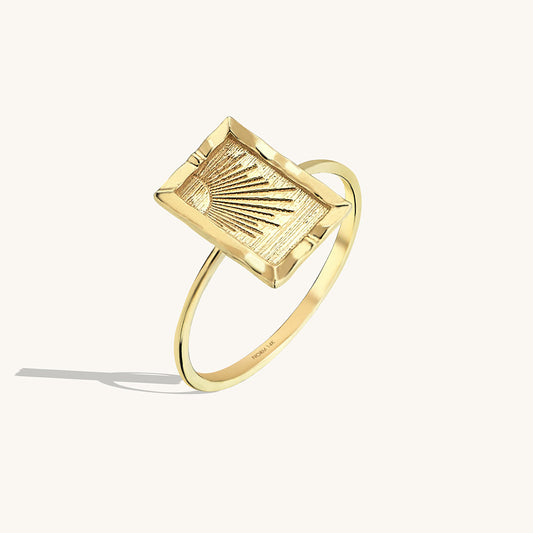 Rectangular Sunshine Ring in Gold