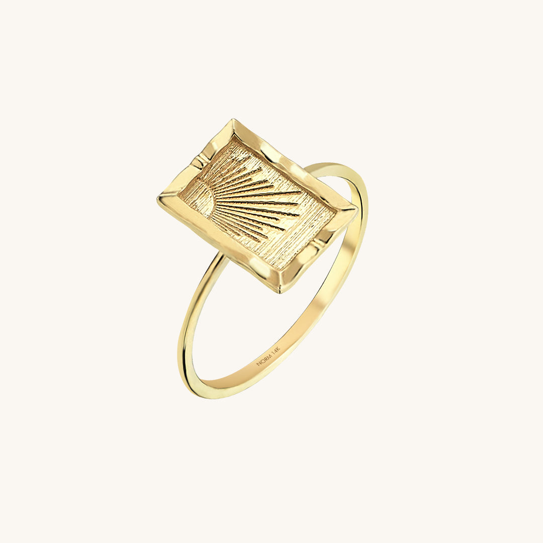 Rectangular Sunshine Ring in Gold