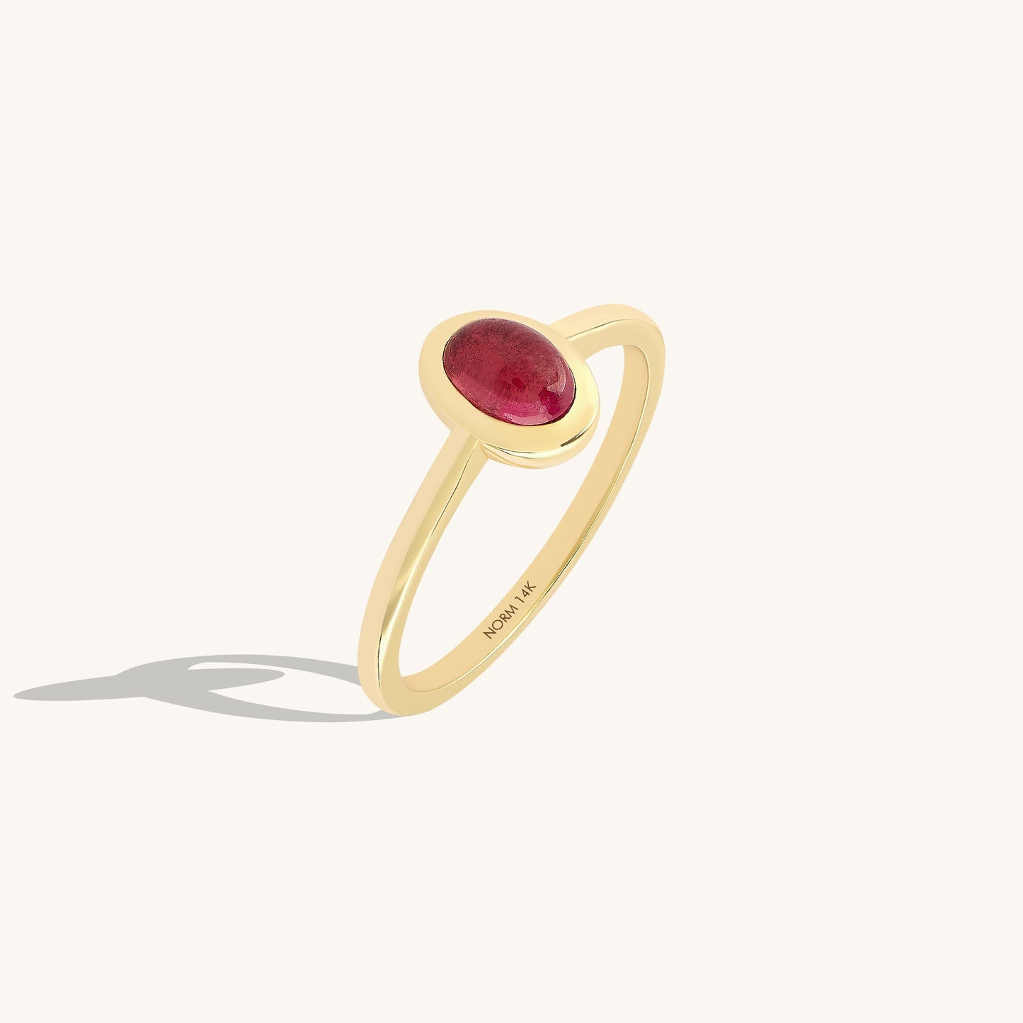 Red Tourmaline Bezel Solitaire Ring in Gold