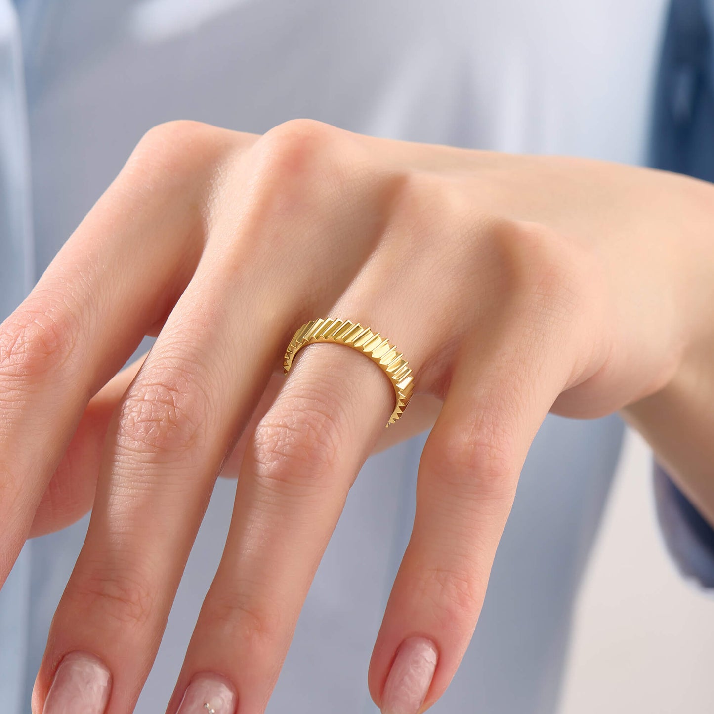 Ribbed Band Ring - Gold Vermeil