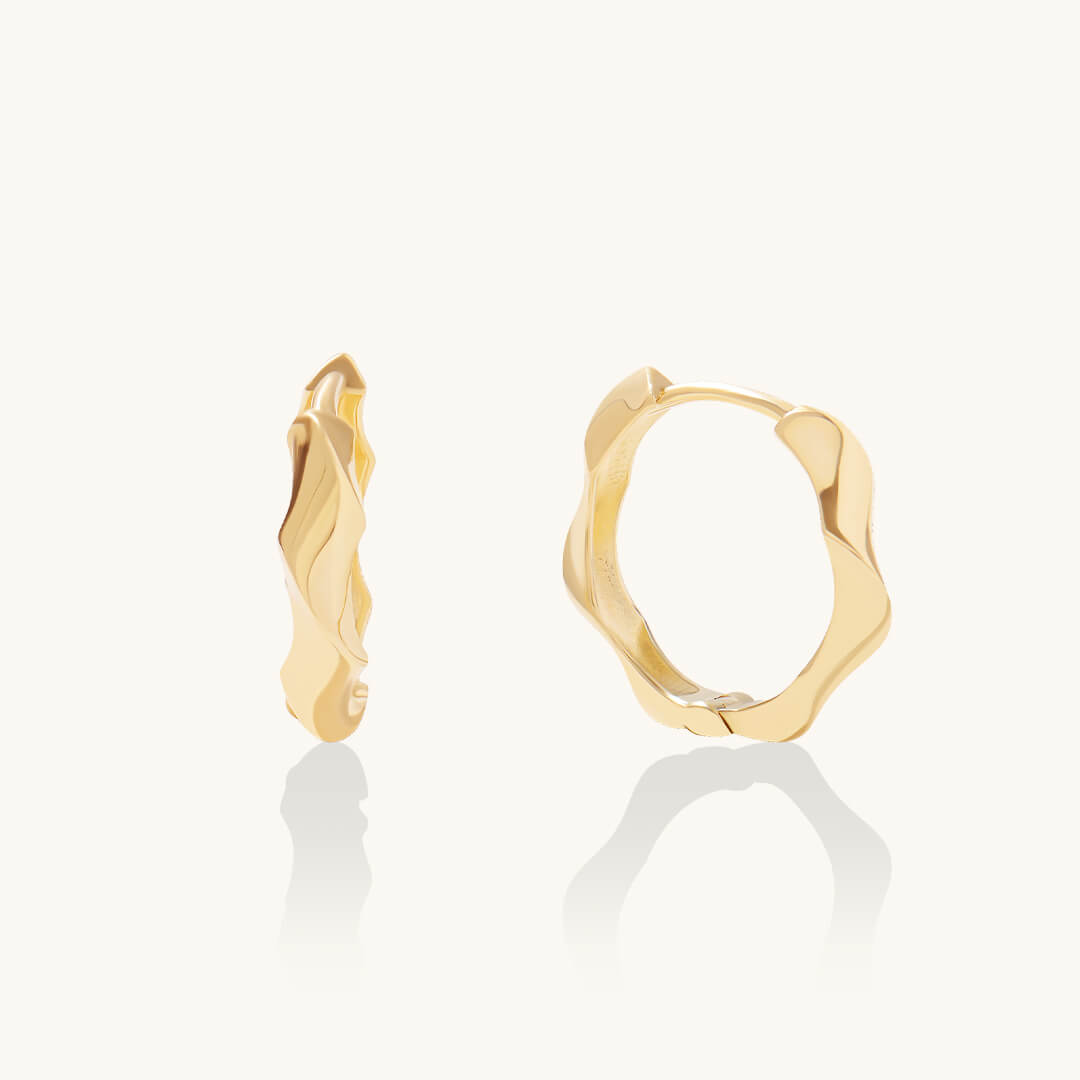 Ripple Hoop Earrings in Gold