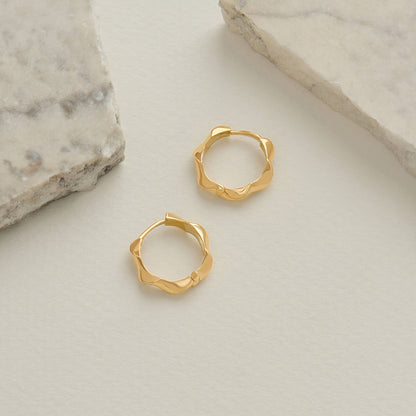 Ripple Hoop Earrings in Gold