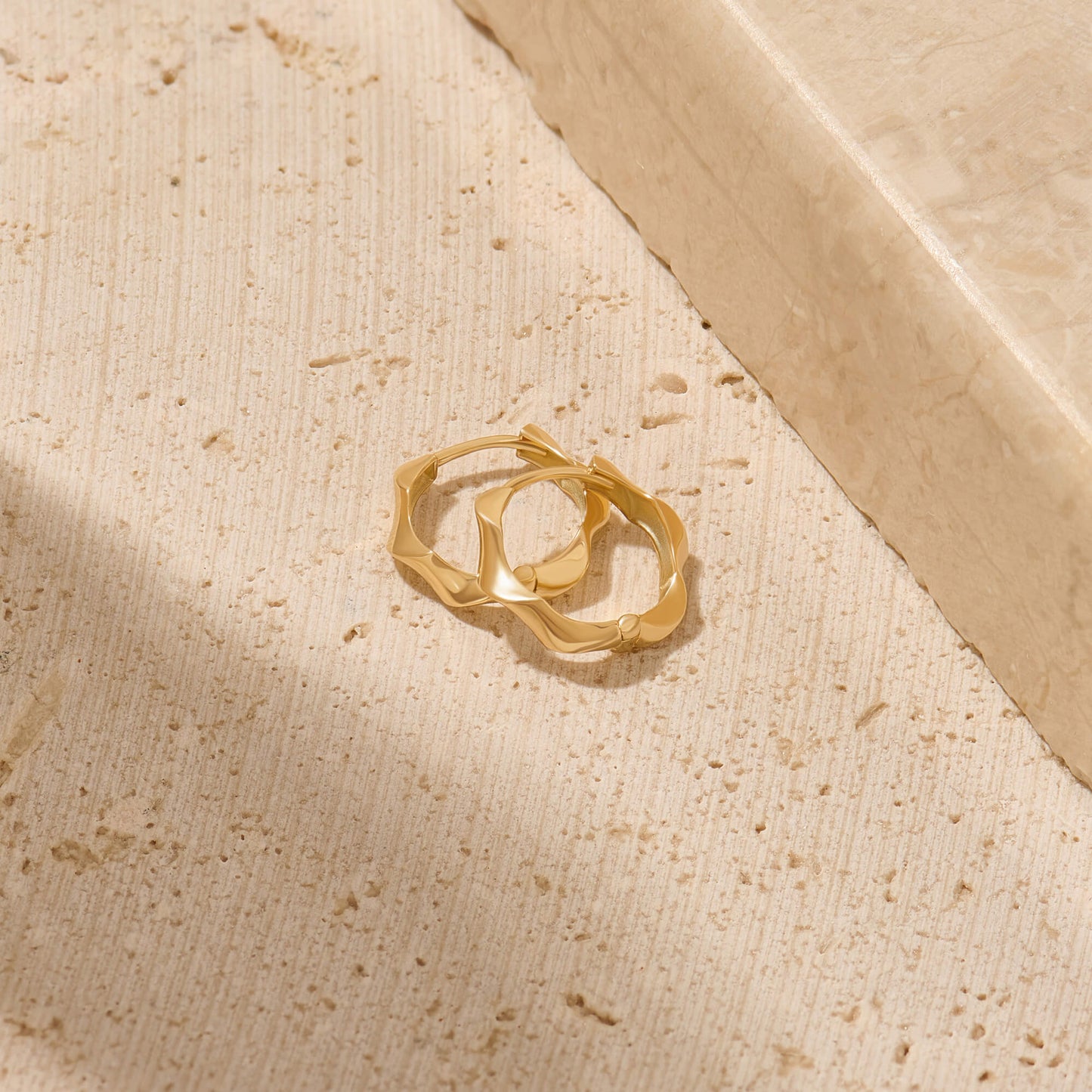 Ripple Hoop Earrings in Gold