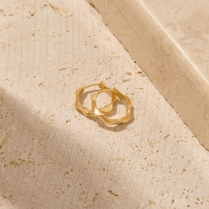 Ripple Hoop Earrings in Gold