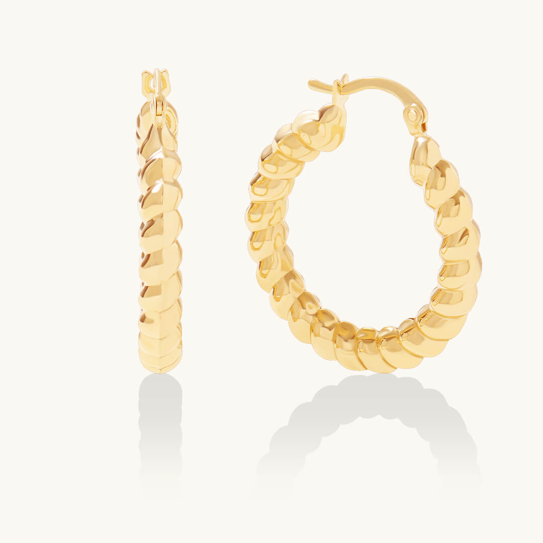 Rope Hoop Earrings in Gold