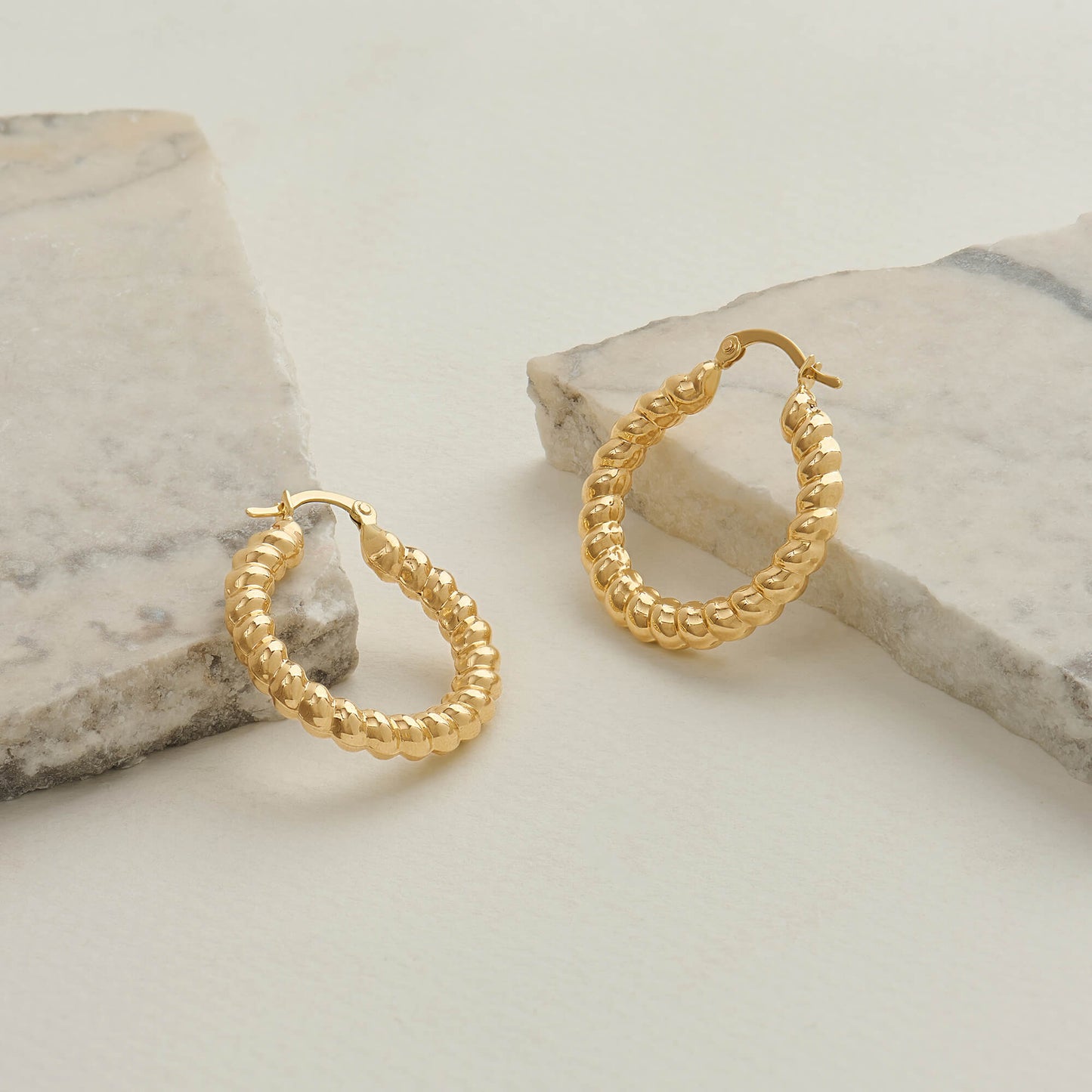 Rope Hoop Earrings in Gold